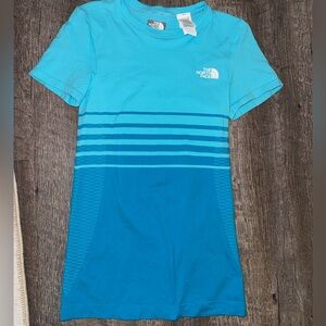 The North Face Teal to Deep Teal Stripe Performance Tee